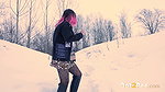Punk Babe Pulls Down Her Pantyhose To Piss On Snow Got2pee