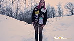 Punk Babe Pulls Down Her Pantyhose To Piss On Snow Got2pee