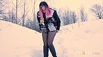 Punk Babe Pulls Down Her Pantyhose To Piss On Snow Got2pee