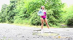 Raven Haired Hottie Dafne Pees In Puddle Got2pee