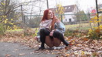 Redhead Babe Relieves Herself In Public Got2pee