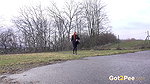 Redhead Hottie Katy Squats To Piss On A Road Got2pee