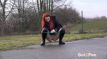 Redhead Hottie Katy Squats To Piss On A Road Got2pee