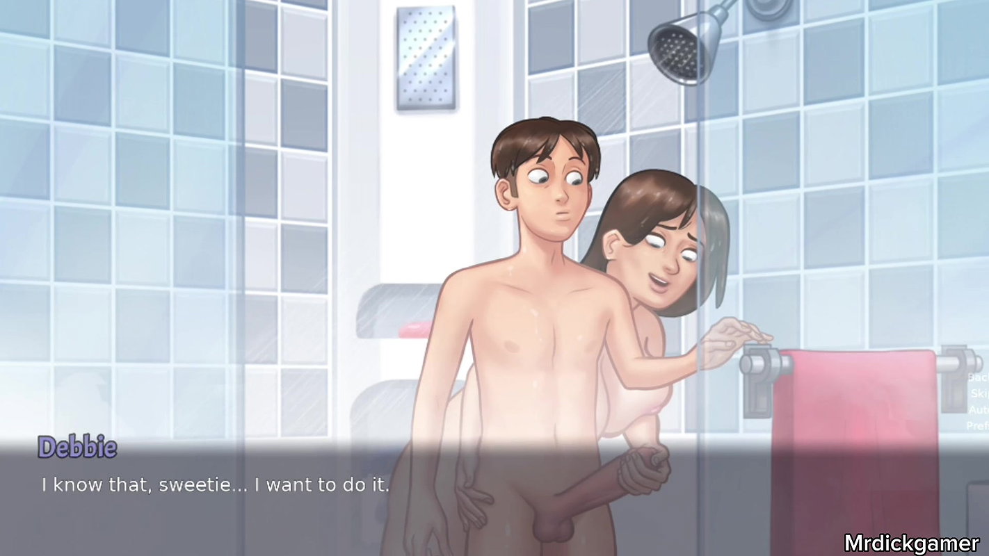 Busty milf jerks her stepson in the shower creampies sex
