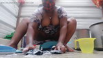 Bouncy boobs washing clothes