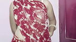 Hot red sexy saree girl playing