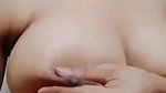 Cute Babe pressing boobs to milk out