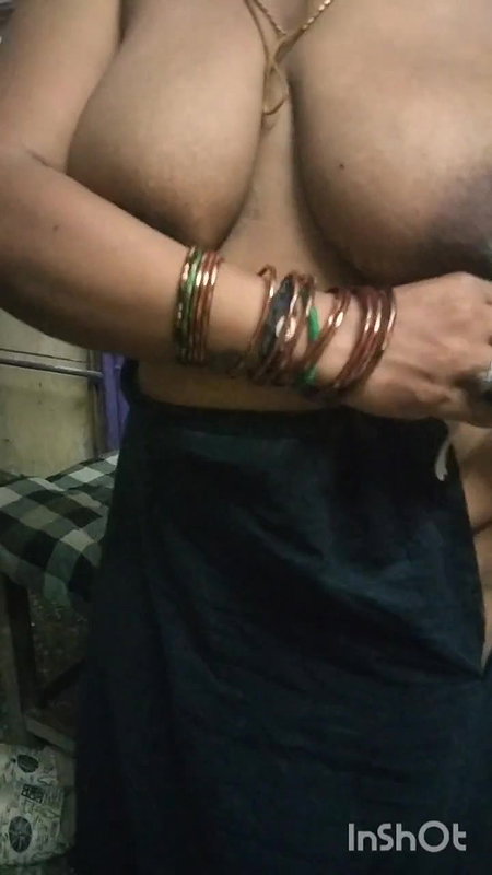 Indian Desi Aunty Hot Showing and Sucking Nipples Herself