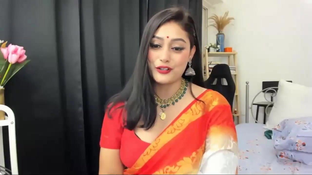 Cute Anna Sexy Live in Orange Saree