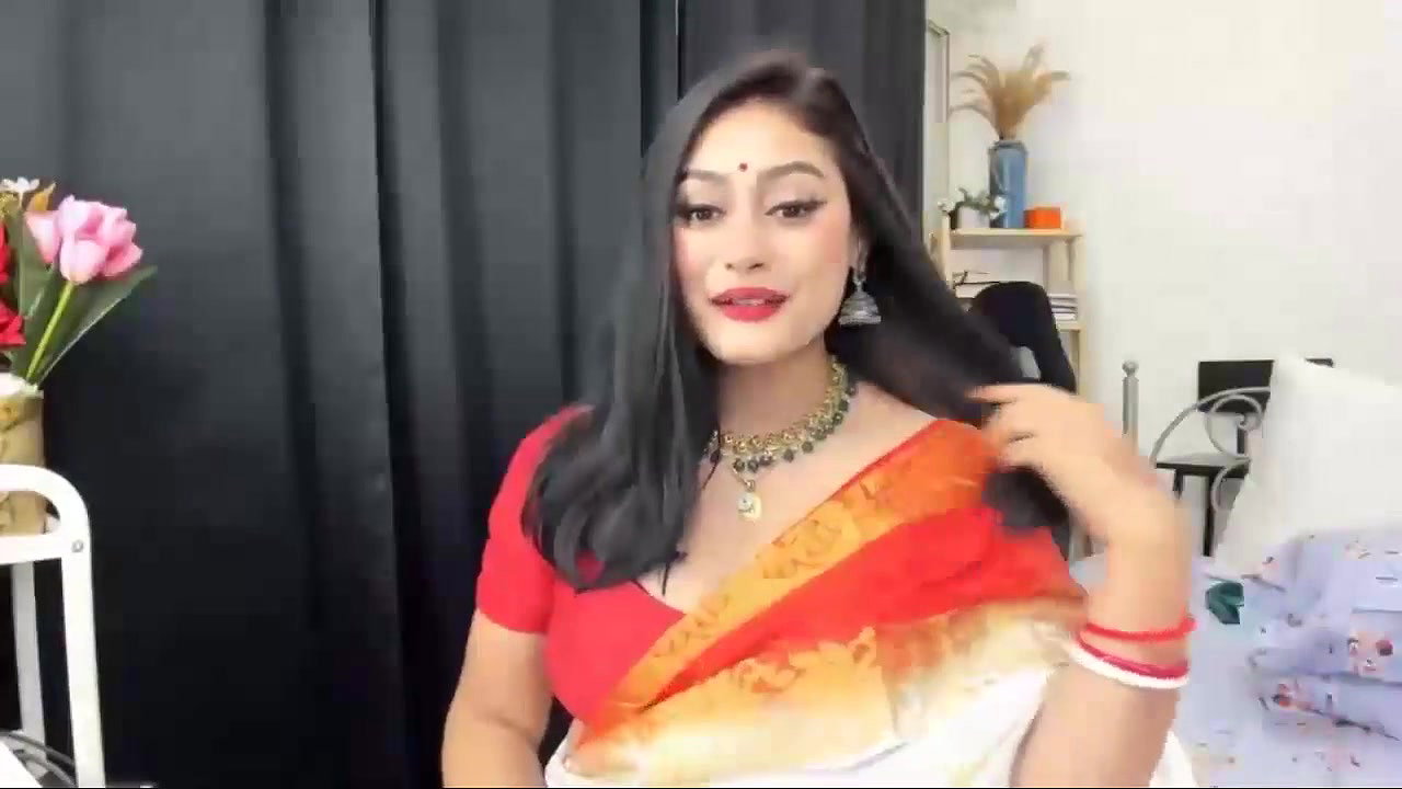 Cute Anna Sexy Live in Orange Saree