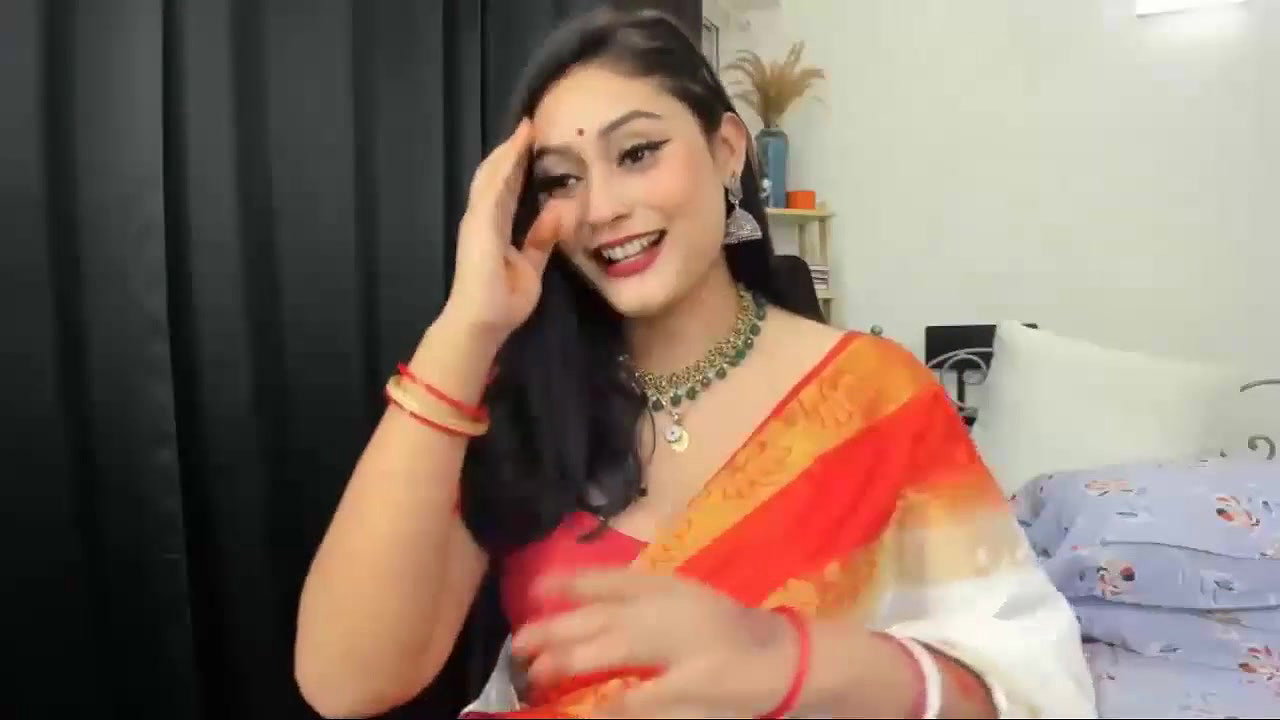 Cute Anna Sexy Live in Orange Saree
