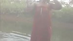 Desi Aunty Bathing in Pond and Fucking with Lover