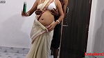 White saree Sexy Real xx Wife Blowjob and fuck