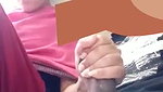 Naughty girlfriend gives handjob to bf