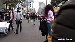 Redheaded polo shirt saleswoman caught on the streets of Gamarra-Lima, ends up being impregnated by