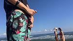 Public flash dick on the beach in front of two horny girls who crave my cock