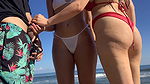 Public flash dick on the beach in front of two horny girls who crave my cock