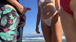 Public flash dick on the beach in front of two horny girls who crave my cock