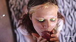 Smoking and blowjob. Sperm on the hair