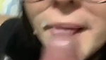 Cute Girl With Glasses Takes Cum All Over Her Face And In Mouth