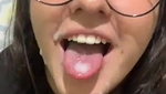 Cute Girl With Glasses Takes Cum All Over Her Face And In Mouth