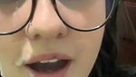 Cute Girl With Glasses Takes Cum All Over Her Face And In Mouth