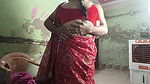 Desi Indian bhabhi in red screen enjoys sex in rainy season