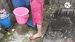 Anita yadav bathing outside with beautiful boobs
