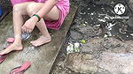 Anita yadav bathing outside with beautiful boobs