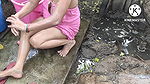 Anita yadav bathing outside with beautiful boobs