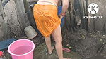Anita yadav bathing outside with hot