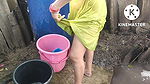 Indian house wife bathing anita style
