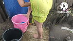 Indian house wife bathing anita style