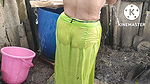 Indian house wife bathing anita style