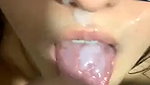 Cute Girl With Glasses Takes Cum In Mouth Swallows And Licks It Nicely