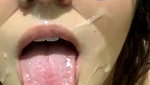 Cute Girl With Glasses Takes Cum In Mouth Swallows And Licks It Nicely