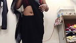 Desi Mona Show Boobs and nipple in black Sari
