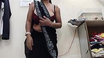 Desi Mona Show Boobs and nipple in black Sari