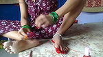 Indian bhabhi applies color to hear legs Indian desi bhabhi
