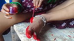 Indian bhabhi applies color to hear legs Indian desi bhabhi