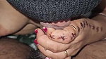 Blowjob with mehandi on hand