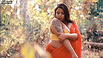 Indrani in Orange Saree Showing Nipples in Outdoor Photoshoot