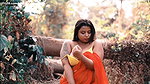Indrani in Orange Saree Showing Nipples in Outdoor Photoshoot