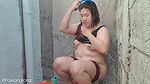 Filipina taking a bath outside the house get fucked