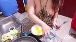 Horny Chubby Filipina Maid Showing Her Big Tits While Cooking Eggs for Breakfast
