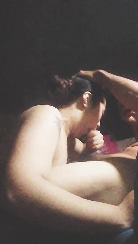 Massaging his cock