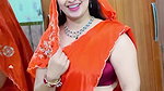 homely desi lady deep navel in orange saree