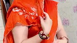 homely desi lady deep navel in orange saree