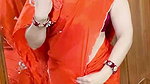 homely desi lady deep navel in orange saree