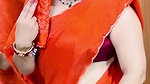homely desi lady deep navel in orange saree